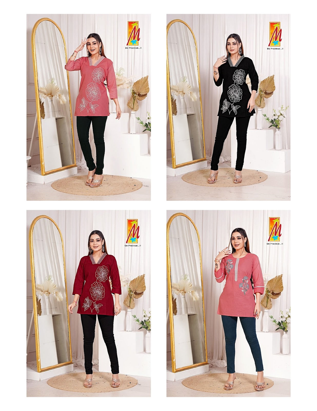 White Thread 1010 Master Cotton Short Kurtis Wholesale Rate