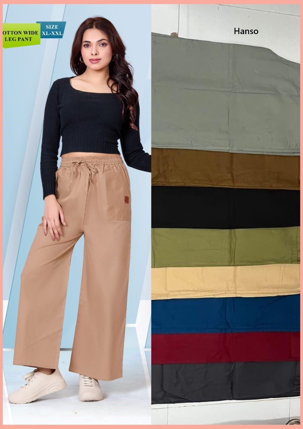 Wide Leg 2901 Hanso Cotton Women Pants Supplier Gujarat