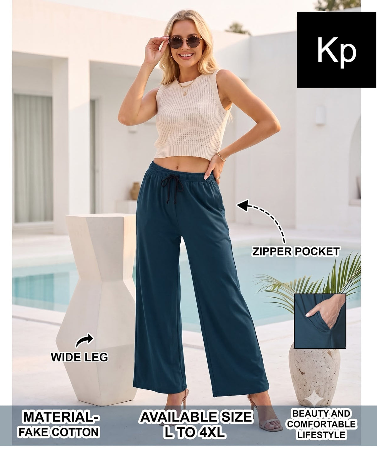 Wide Leg Pants Kp Cotton Branded Palazzo Wholesaler India
