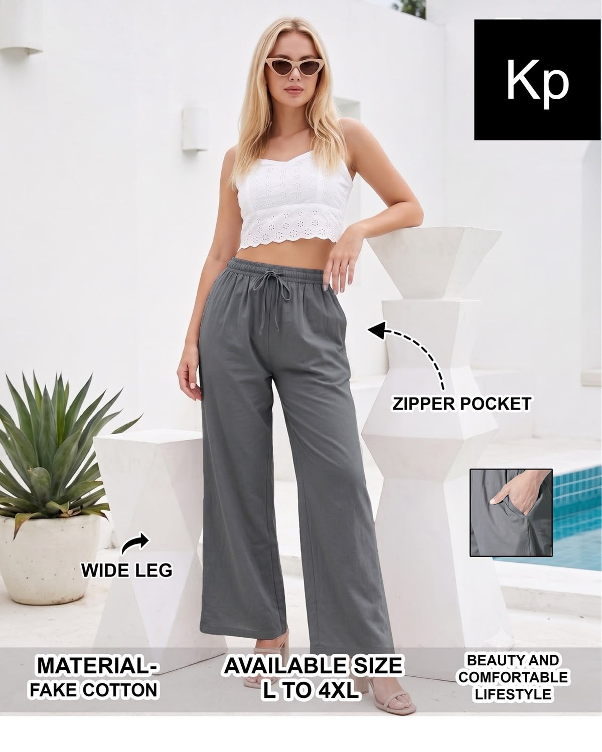 Wide Leg Pants Kp Cotton Branded Palazzo Wholesaler India