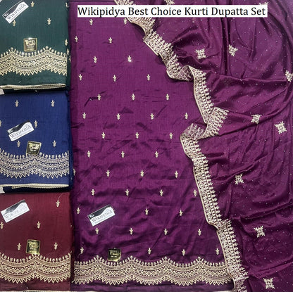 Wikipidya Best Choice Vichitra Kurti Dupatta Set Manufacturer India
