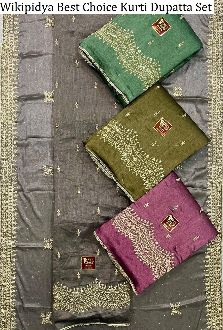 Wikipidya Best Choice Vichitra Kurti Dupatta Set Manufacturer India
