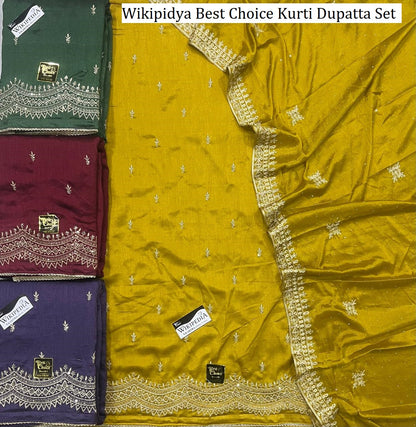 Wikipidya Best Choice Vichitra Kurti Dupatta Set Manufacturer India