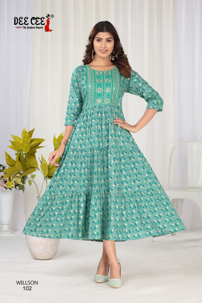 Willson Deecee Rayon Anarkali Kurtis Wholesale Price