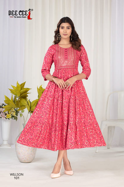 Willson Deecee Rayon Anarkali Kurtis Wholesale Price