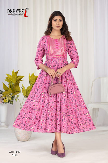 Willson Deecee Rayon Anarkali Kurtis Wholesale Price
