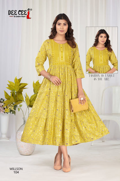 Willson Deecee Rayon Anarkali Kurtis Wholesale Price