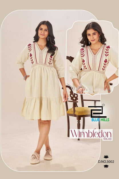 Wimbledon Vol 3 Blue Hills Cotton Midi Dress Supplier India