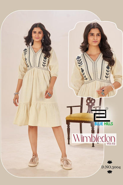 Wimbledon Vol 3 Blue Hills Cotton Midi Dress Supplier India
