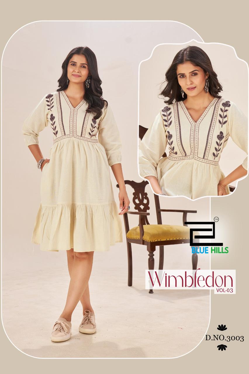 Wimbledon Vol 3 Blue Hills Cotton Midi Dress Supplier India