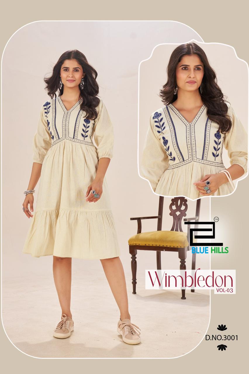 Wimbledon Vol 3 Blue Hills Cotton Midi Dress Supplier India