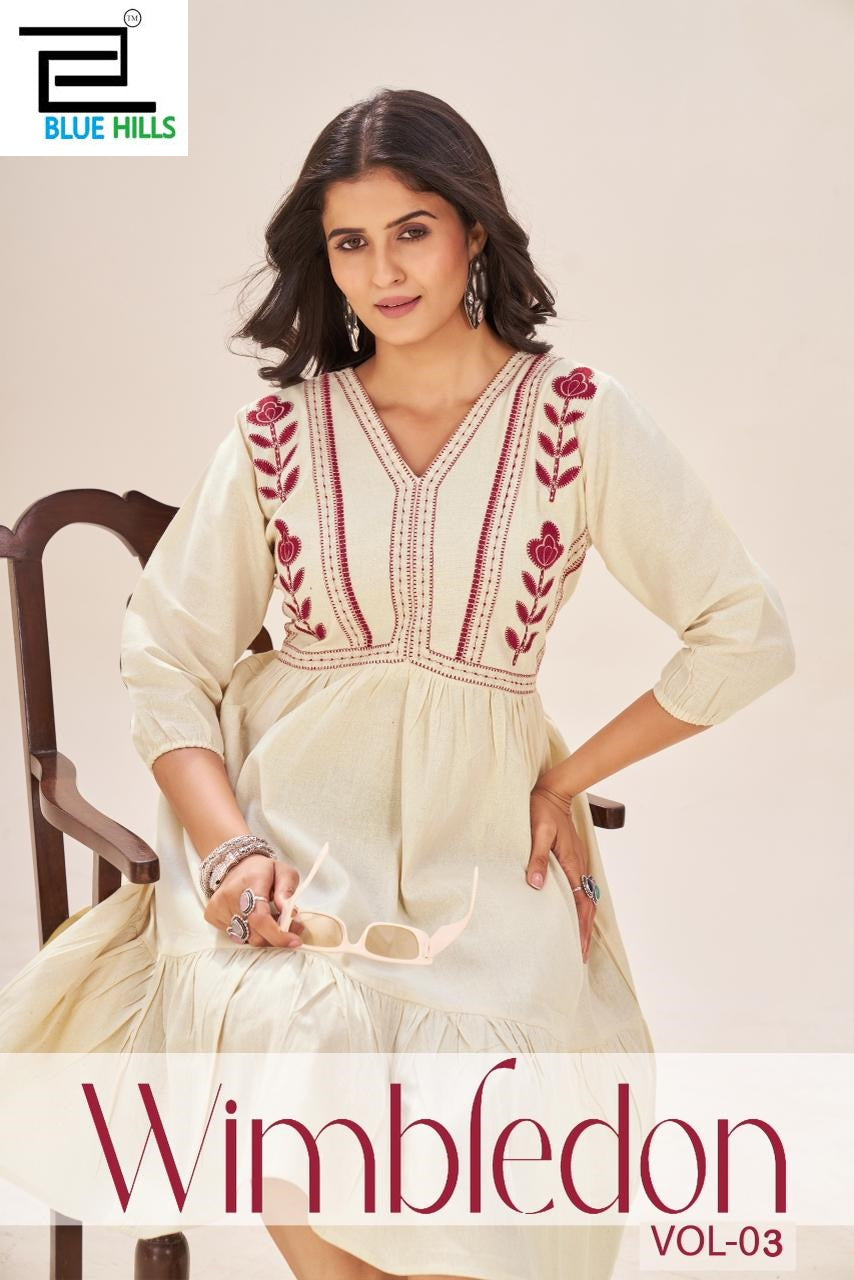 Wimbledon Vol 3 Blue Hills Cotton Midi Dress Supplier India