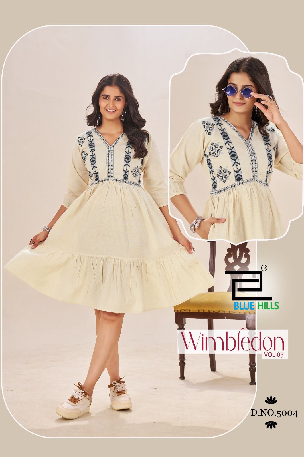 wimbledon vol 5 blue hills cotton midi dress exporter india