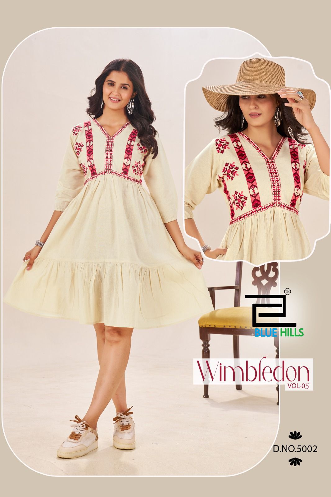 wimbledon vol 5 blue hills cotton midi dress exporter india