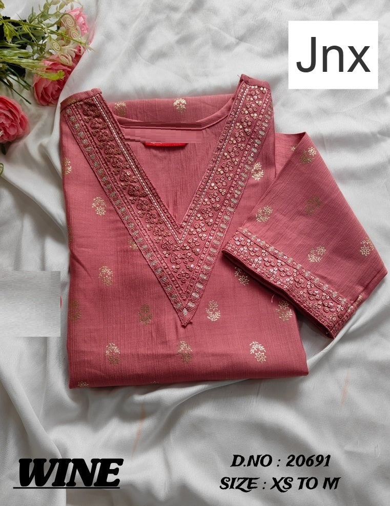 Wine 270626 Jnx Vertican Kurti With Pocket Exporter Ahmedabad