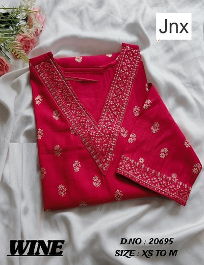 Wine 270626 Jnx Vertican Kurti With Pocket Exporter Ahmedabad
