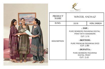 Winter Andaaz Rakhi Fashion Bemberg Pashmina Suits Wholesaler Gujarat