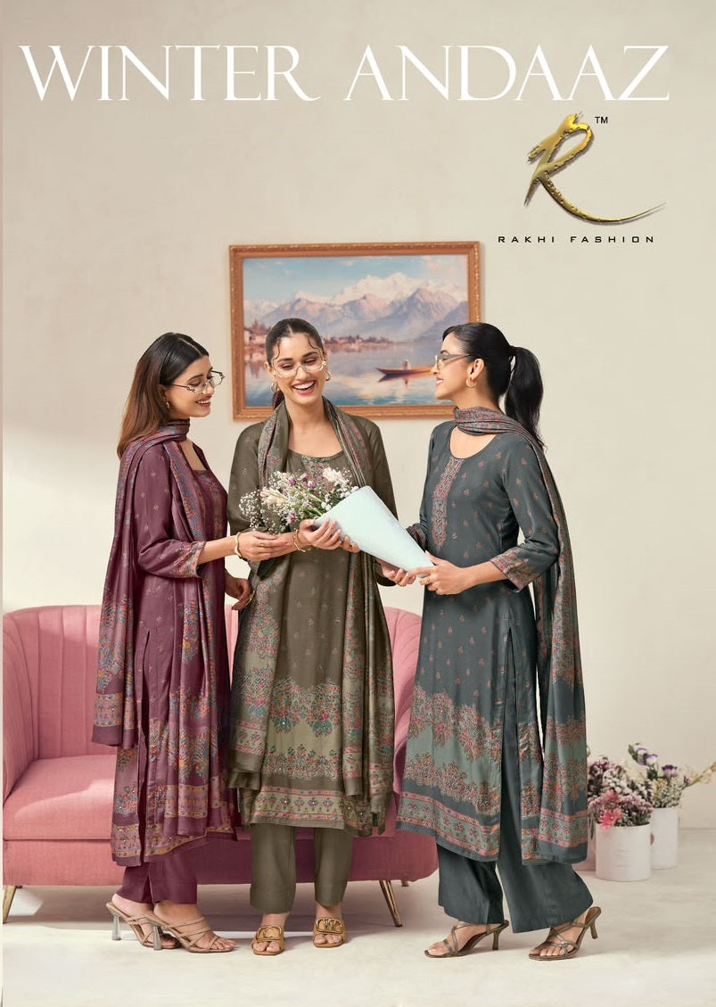 Winter Andaaz Rakhi Fashion Bemberg Pashmina Suits Wholesaler Gujarat