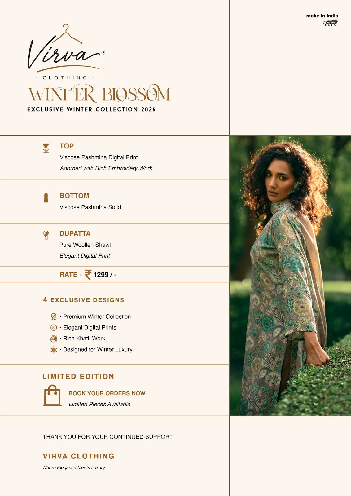 Winter Blossom Virva Viscose Pashmina Suits Wholesale Price