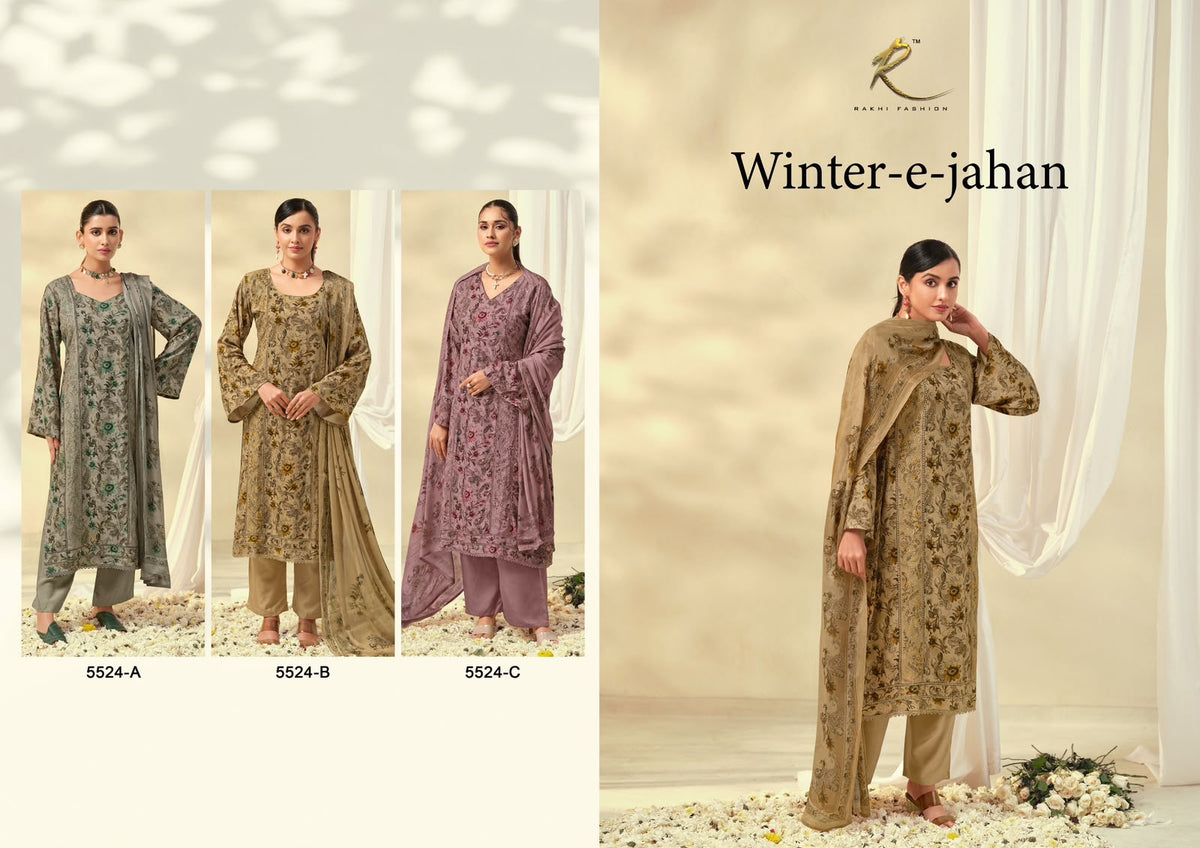 Winter E Jahan 5524 Rakhi Fashion Pashmina Suits Supplier India