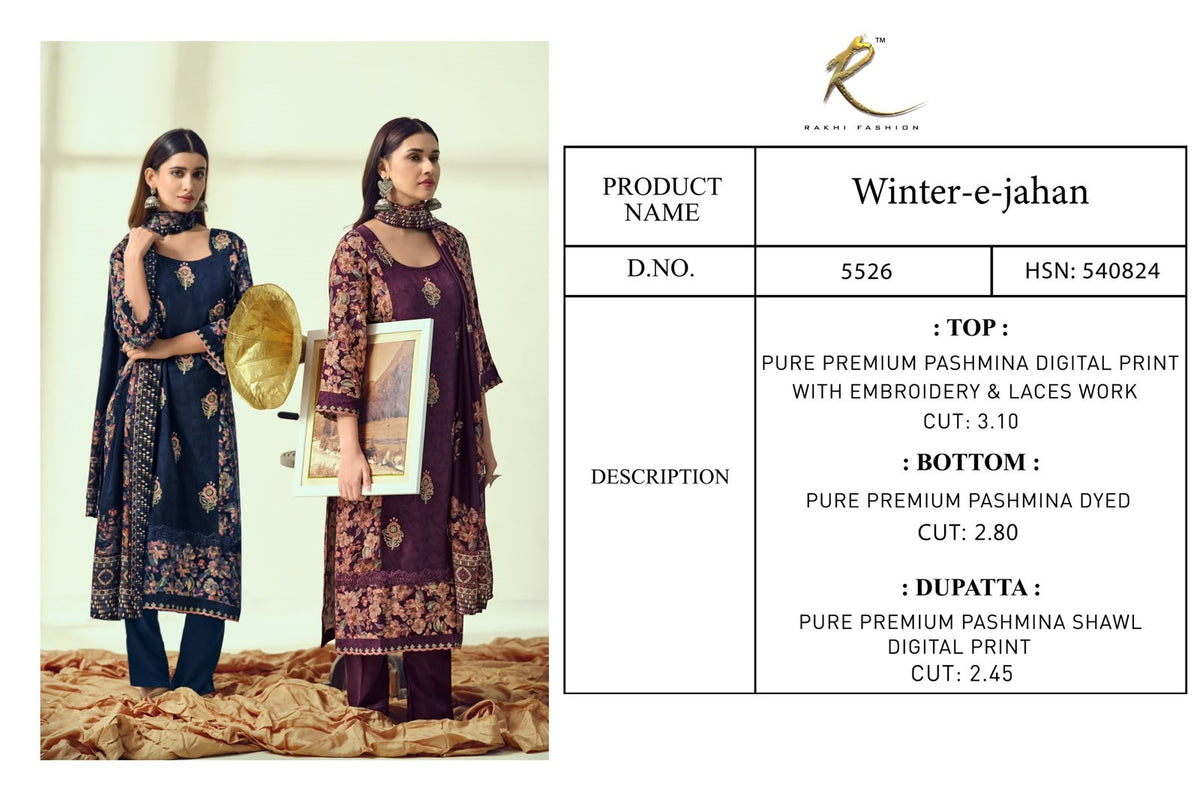 Winter E Jahan Rakhi Fashion Pashmina Suits Wholesale
