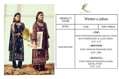 Winter E Jahan Rakhi Fashion Pashmina Suits Wholesale