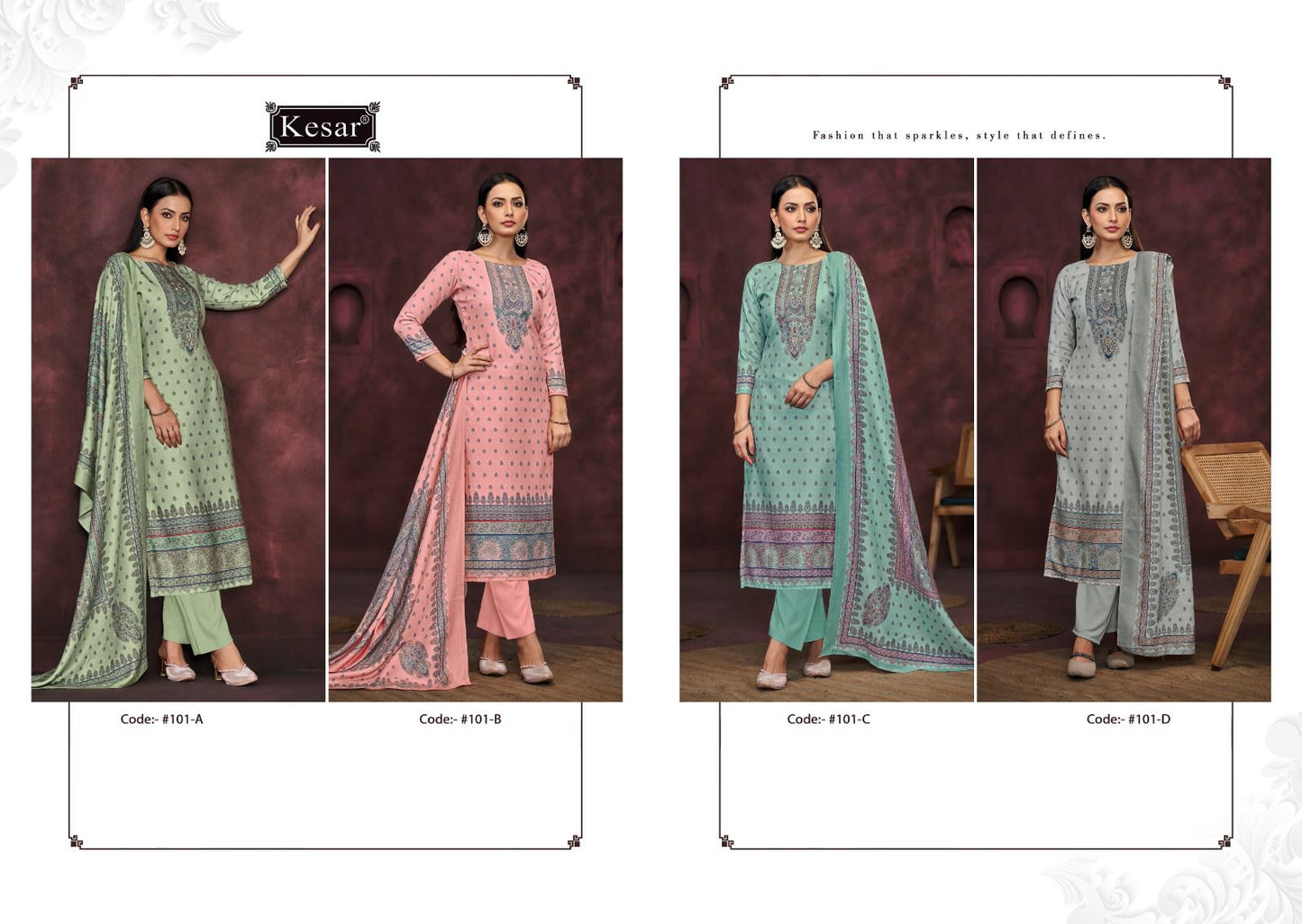 Winter Queen Kesar Wool Pashmina Suits Wholesaler Ahmedabad