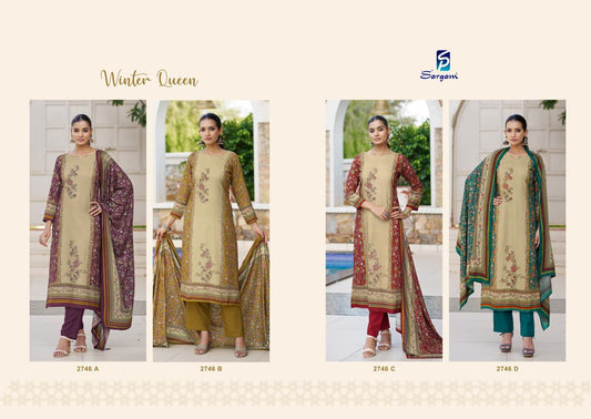 Winter Queen Sargam Prints Pure Viscose Pashmina Suits Supplier