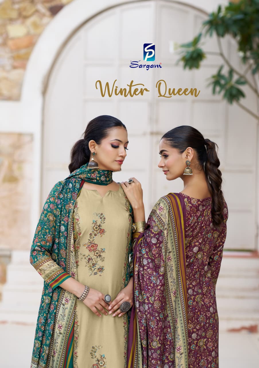 Winter Queen Sargam Prints Pure Viscose Pashmina Suits Supplier