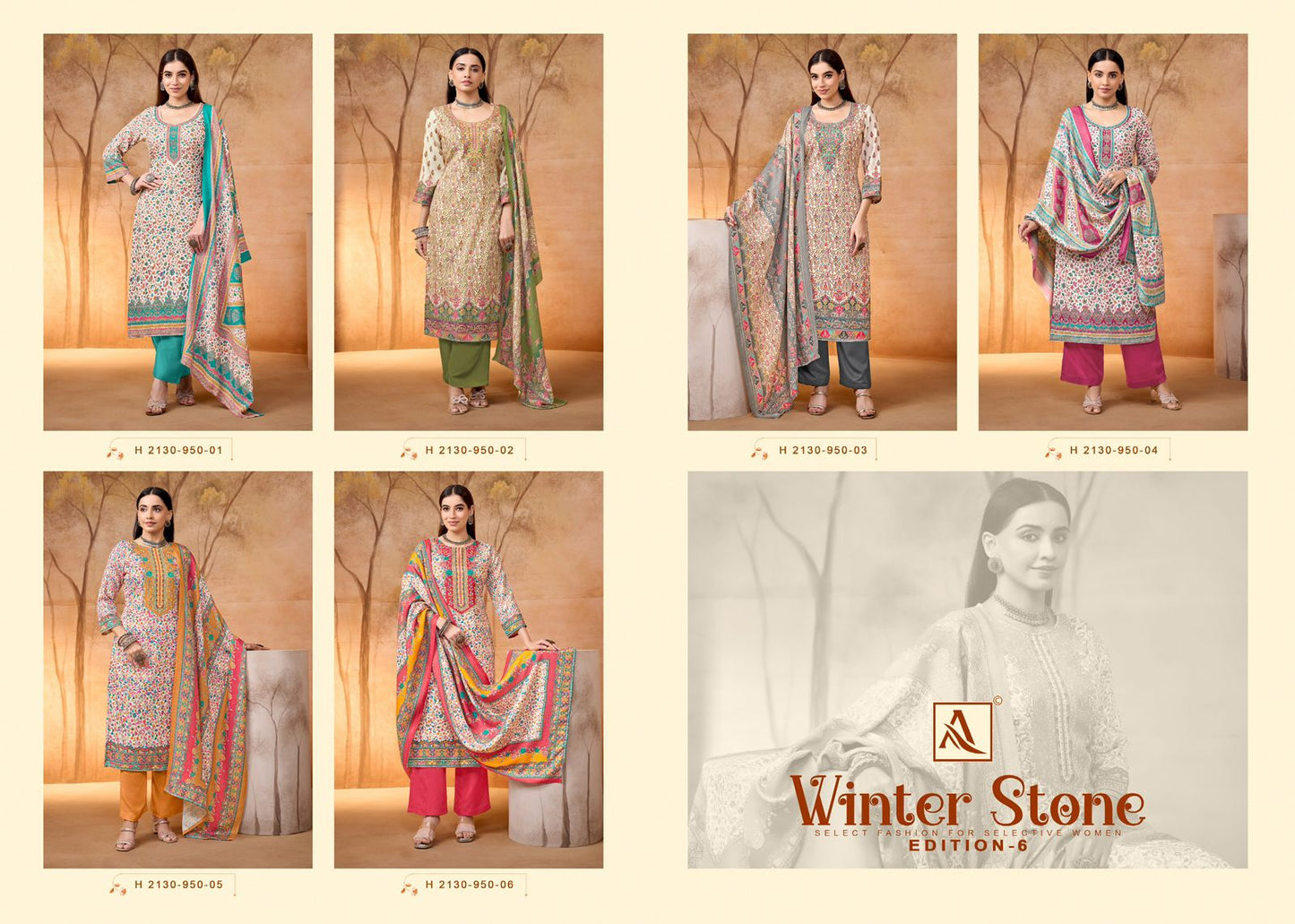 Winter Stone 6 Alok Karachi Salwar Suits Manufacturer