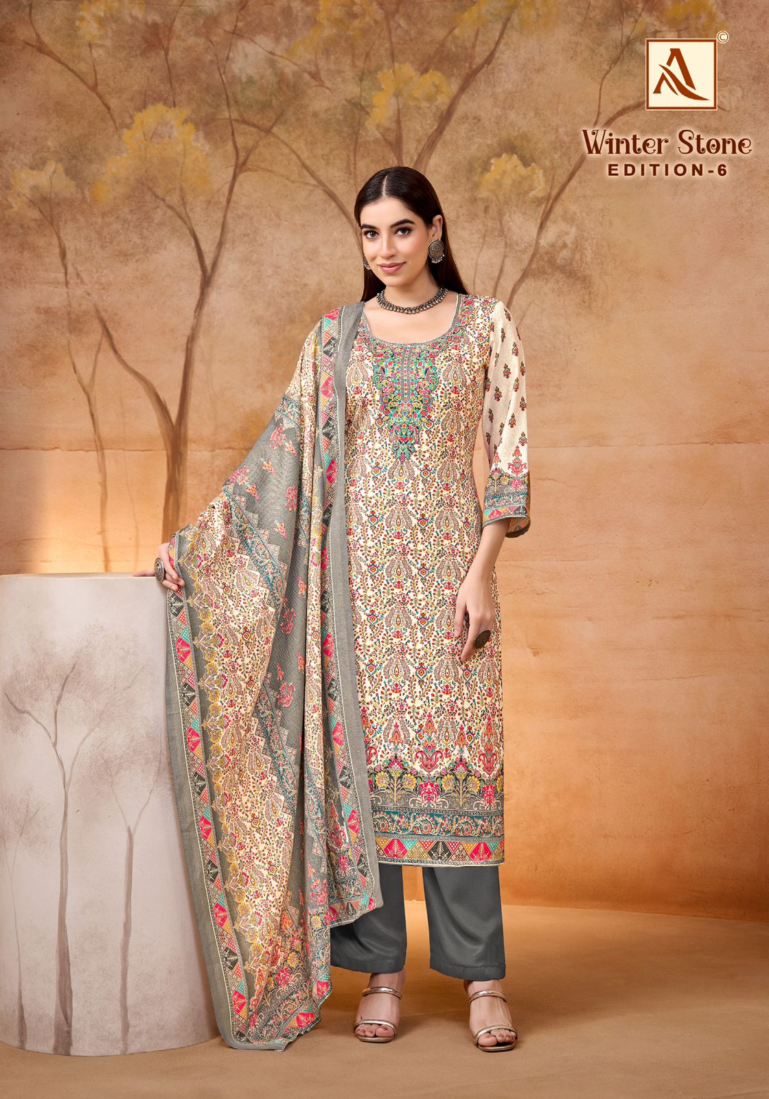 Winter Stone 6 Alok Karachi Salwar Suits Manufacturer