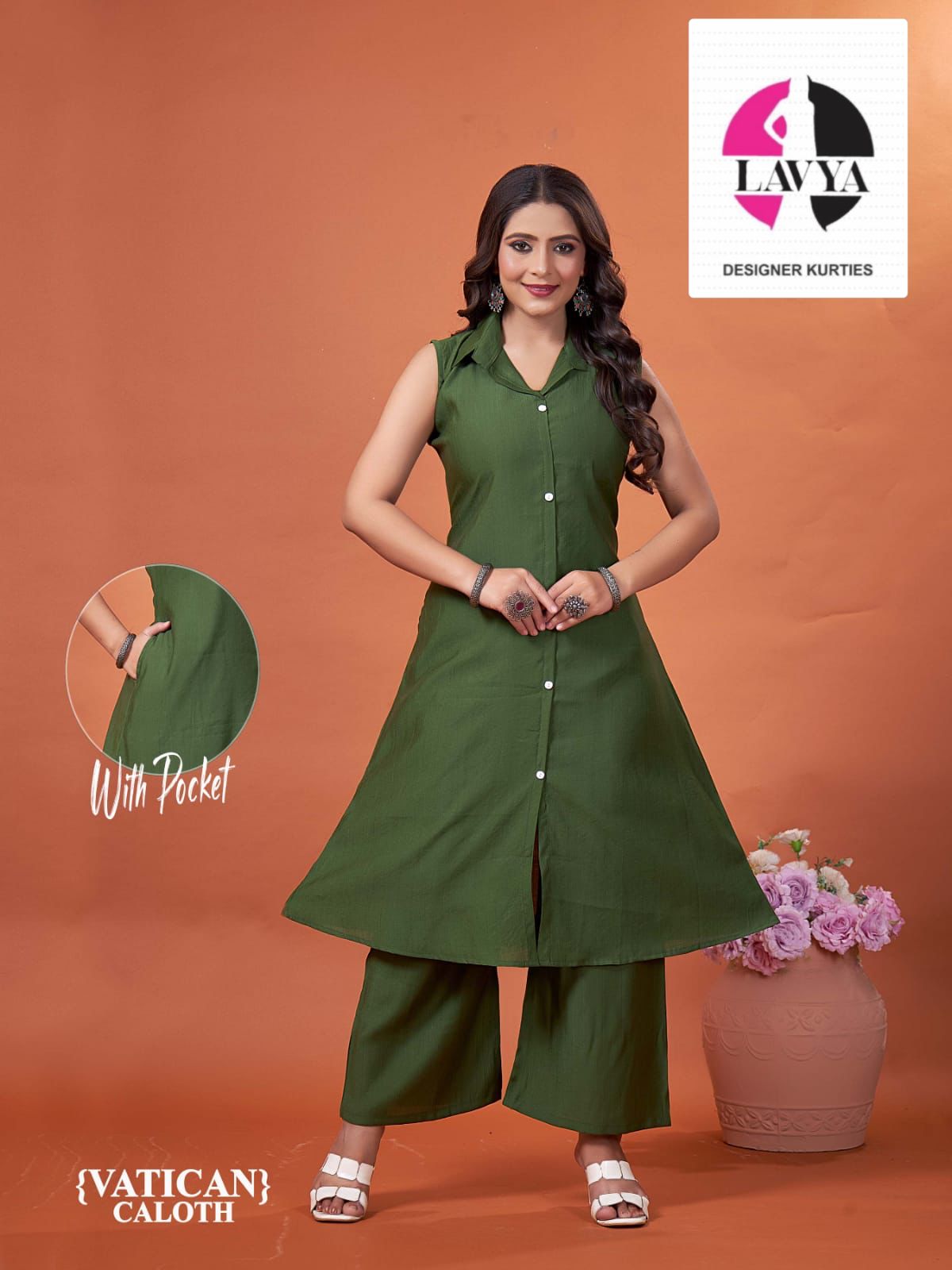 With Pocket Mmc Vetican Kurti Plazzo Set Exporter Ahmedabad