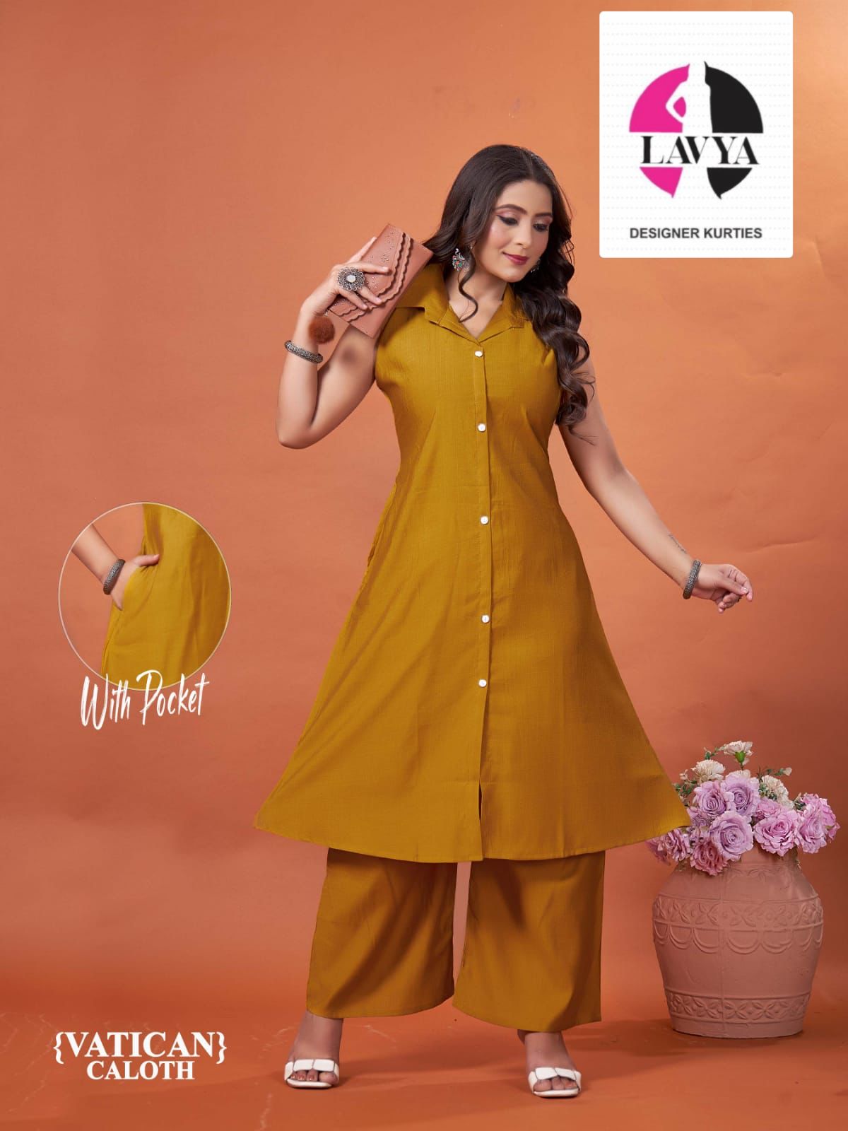 With Pocket Mmc Vetican Kurti Plazzo Set Exporter Ahmedabad