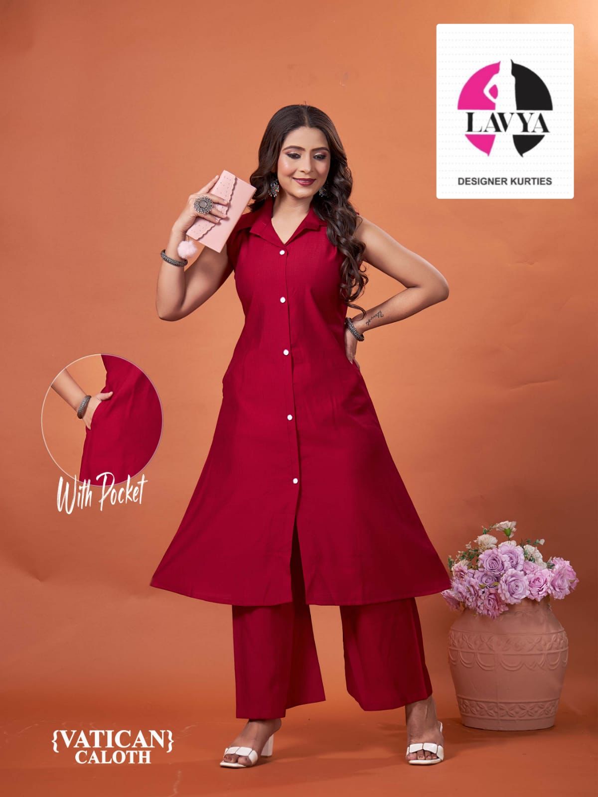 With Pocket Mmc Vetican Kurti Plazzo Set Exporter Ahmedabad