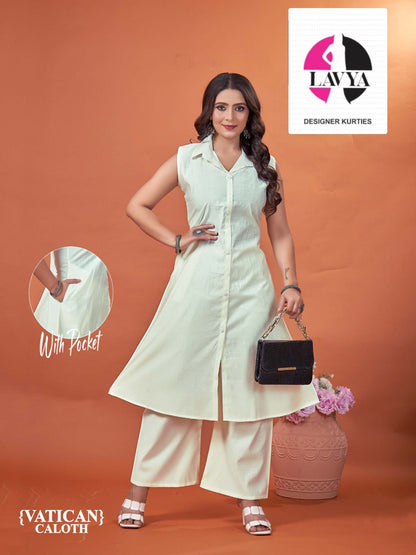 With Pocket Mmc Vetican Kurti Plazzo Set Exporter Ahmedabad