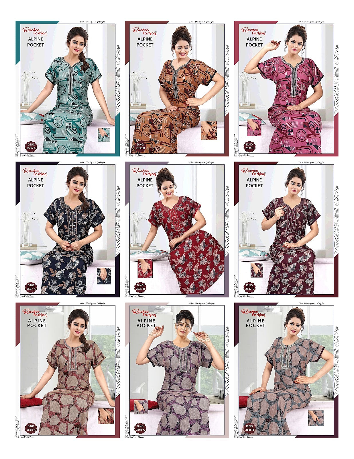 With Pocket Ruchee Fashion Alpine Night Gowns Wholesaler India