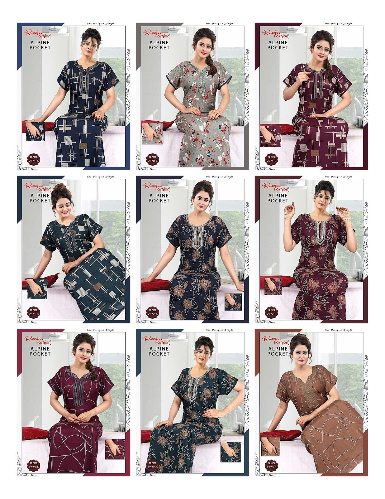 With Pocket Ruchee Fashion Alpine Night Gowns Wholesaler India