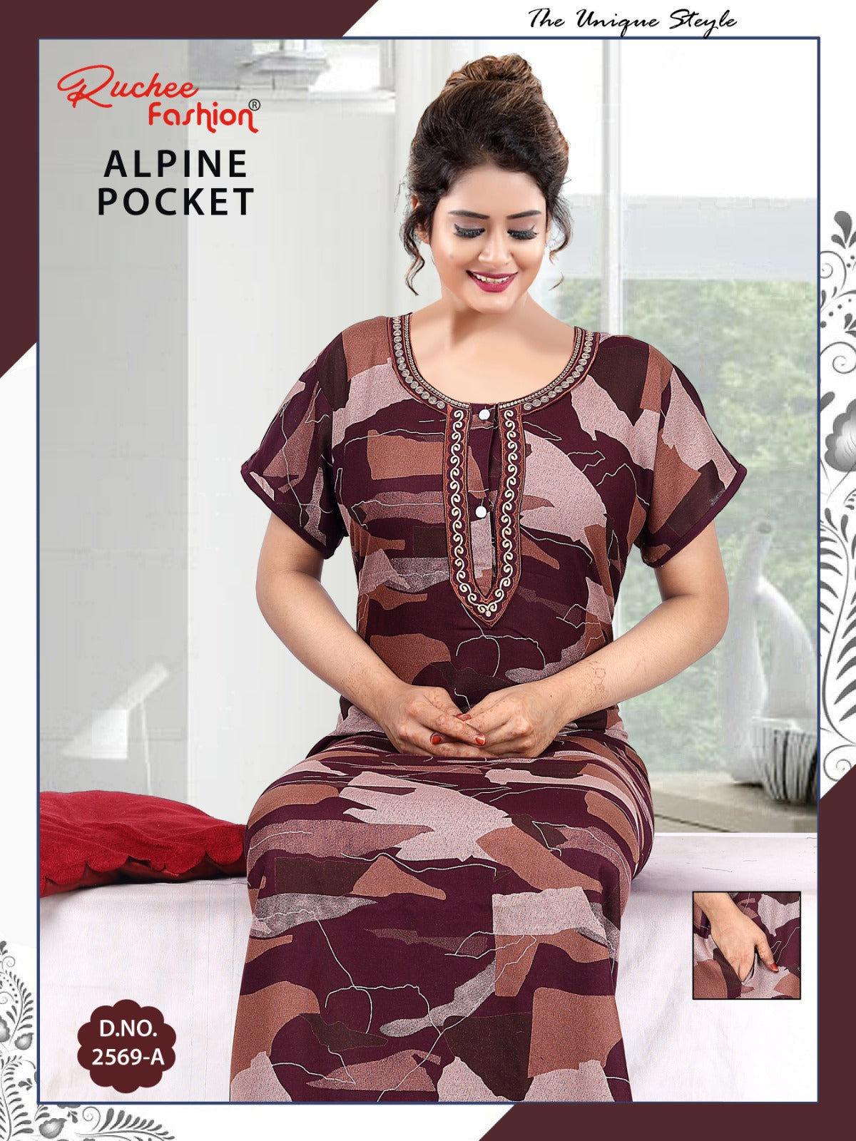 With Pocket Ruchee Fashion Alpine Night Gowns Wholesaler India