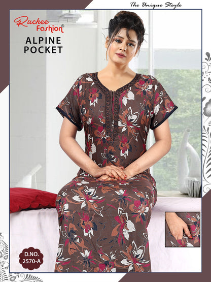 With Pocket Ruchee Fashion Alpine Night Gowns Wholesaler India
