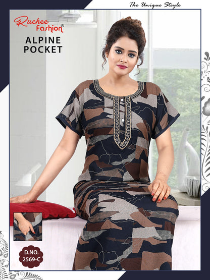 With Pocket Ruchee Fashion Alpine Night Gowns Wholesaler India