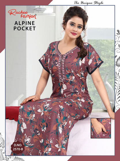 With Pocket Ruchee Fashion Alpine Night Gowns Wholesaler India