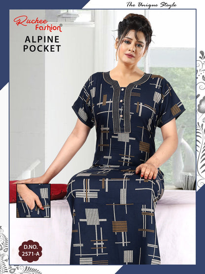 With Pocket Ruchee Fashion Alpine Night Gowns Wholesaler India