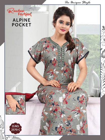 With Pocket Ruchee Fashion Alpine Night Gowns Wholesaler India
