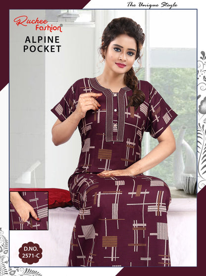 With Pocket Ruchee Fashion Alpine Night Gowns Wholesaler India