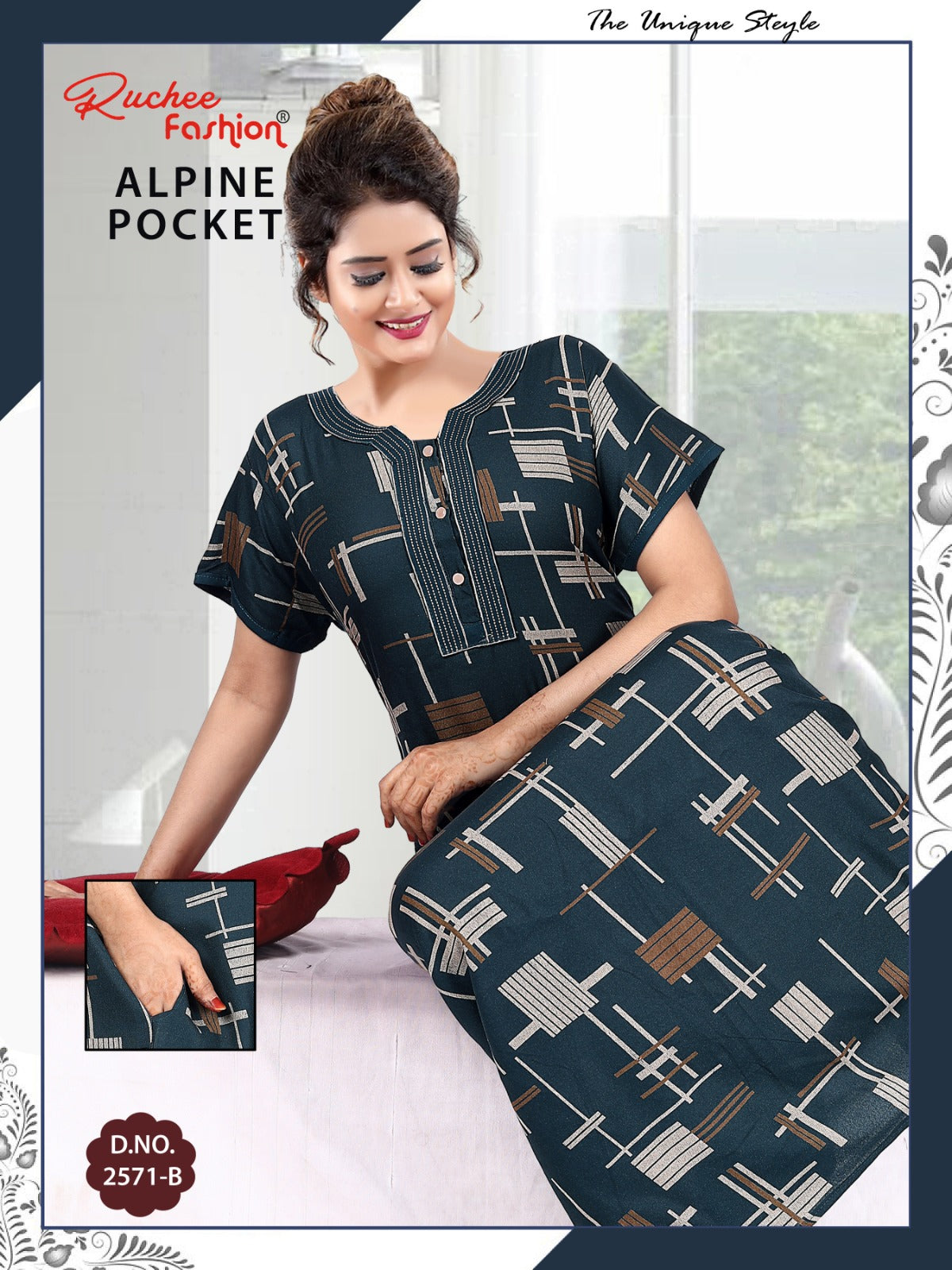 With Pocket Ruchee Fashion Alpine Night Gowns Wholesaler India