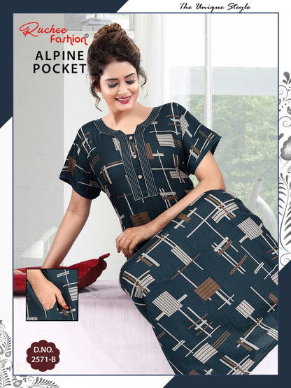 With Pocket Ruchee Fashion Alpine Night Gowns Wholesaler India