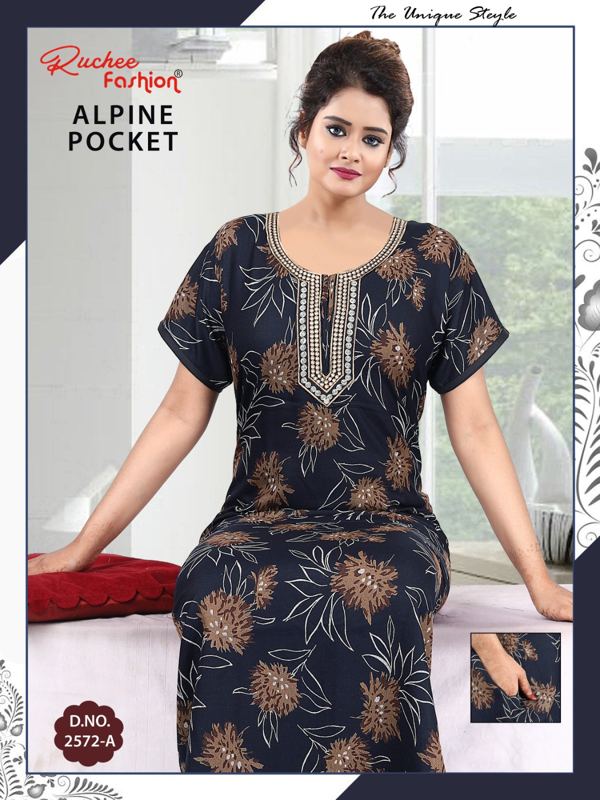 With Pocket Ruchee Fashion Alpine Night Gowns Wholesaler India