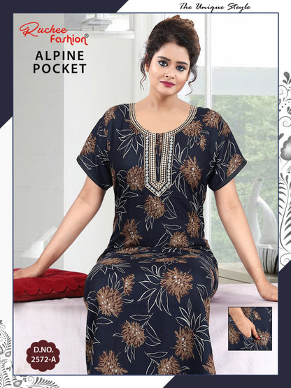 With Pocket Ruchee Fashion Alpine Night Gowns Wholesaler India