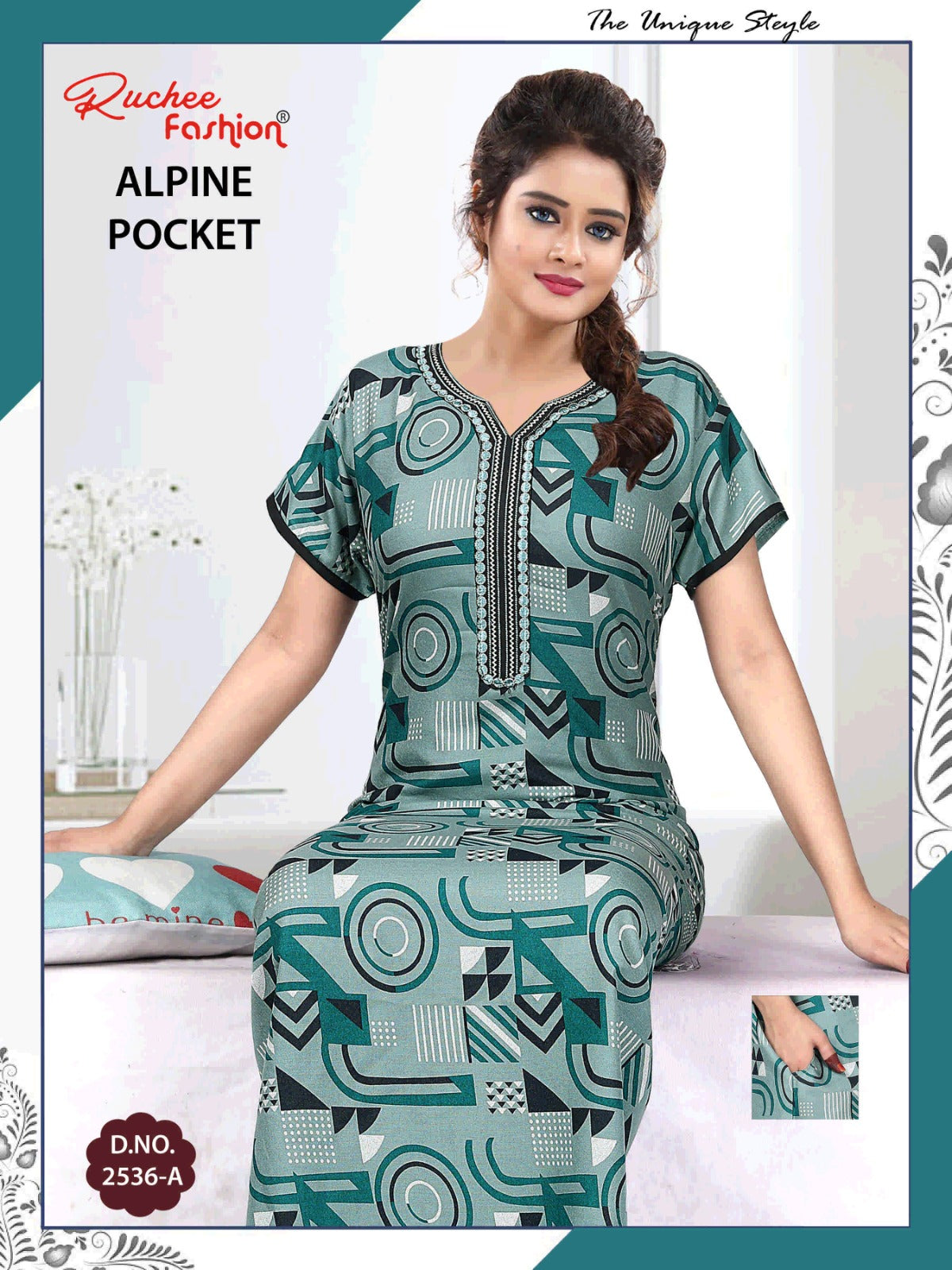 With Pocket Ruchee Fashion Alpine Night Gowns Wholesaler India