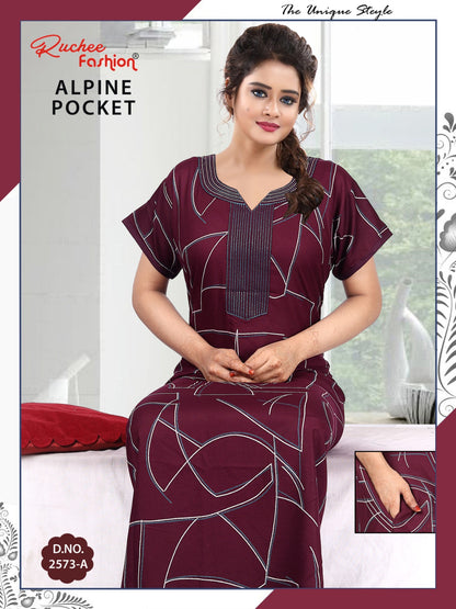 With Pocket Ruchee Fashion Alpine Night Gowns Wholesaler India